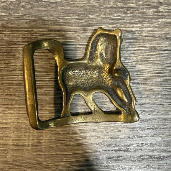 Trinity Buckle Co Vintage Solid Brass Stallion Horse Belt Buckle main image 6